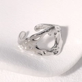 Anello aperto in acciaio inossidabile argento con texture irregolare e stile fluido - Color Acciaio