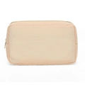 Trousse de maquillage minimaliste en nylon beige imperméable avec fermeture dorée - Vierge / Kaki