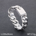 Bracciale a catena cubana in acciaio inossidabile argento largo 24mm con fibbia piatta - Acciaio Argento Lucido (KB40304-D)