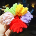 Rainbow colorful plush chenille hair ties for toddlers in vibrant multi-color set - 10# Fuzzy Rainbow Colors Approx 100Pcs