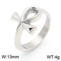 Anello croce ankh in acciaio inossidabile lucido larghezza 13mm per uomo e donna - US 7 / Color Acciaio (KR110679-KJX)