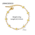 Gold daisy charm bracelet with white petals, pearls, and adjustable lobster clasp - Daisy Pendant and Pearl