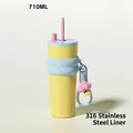 710ml insulated yellow and blue tumbler with 316 stainless steel liner and straw - 24oz / Yellow