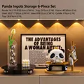 Cute panda storage tray figurine set for home entryway and living room decor - Panda Yuanbao Storage 6-Piece Set B