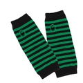 Knitted black and green striped arm warmers with thumb holes for kids cosplay - One Size / Black Green Stripes