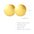 Technical view of 15mm 18K gold vacuum plated stainless steel chunky hoop earrings - Sphere Shape / Gold