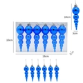 Set di 6 ornamenti a ghiacciolo blu galvanizzati per decorazione albero di Natale - Blu