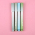 Detailed view of four Morandi gradient highlighters on a vibrant pink background - Mung Bean Smoothie - OPP Bag