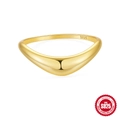 Minimalist V-shaped ring in gold finish made of premium S925 sterling silver - US 7 / V-Shape Crown Minimalist Design / Gold #7