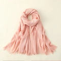 Elegant pink linen silk scarf for women featuring soft texture and stylish tassel edges - 100*195CM / Pink