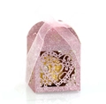 Detailed laser-cut heart pattern on pink glitter paper gift box with ribbon - Glitter Pink