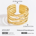 Wasserfester mehrlagiger hohler geflochtener offener Ring aus 18k vergoldetem Edelstahl - Mehrlagig Verflochten (JZ21207) / Gold