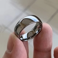 Polished silver minimalist stainless steel band ring with a high-shine mirror finish - US 6 / Silver