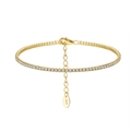 Exquisite gold-plated S925 silver tennis bracelet featuring pave-set white cubic zirconia - 14K Gold Plated Style / Gold Plated (White Zircon)