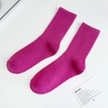 Classic vibrant magenta crew socks with ribbed cuffs shown on a minimalist white background - One Size / Deep Purple