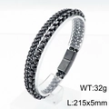 Pulsera de doble capa para hombre en acero inoxidable con cadena cubana y box, de 215 mm - Color gunmetal