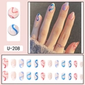 Unghie finte a mandorla con onde astratte blu, rosse e beige, set completo da 24 pezzi - Stile Onda Astratta Rosso Blu Beige (U-208)