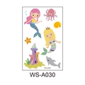 Waterproof cartoon mermaid tattoo stickers for kids featuring sea castle and octopus - Mermaid (WS-A030)