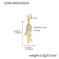 Blue koi fish charm in golden stainless steel with enamel oil drip and dimensions - Blue Fish Gold Pendant (D296-4)