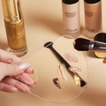 Transparent acrylic makeup mixing palette used for blending liquid foundation and highlighters - Semi-circle