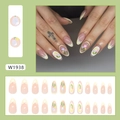 Faux ongles press on nails avec tulipes jaunes et motifs dentelle forme amande - Douce Petite Fleur (Avec Colle/W1938)
