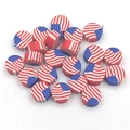 Red white and blue polymer clay beads with USA flag pattern for DIY jewelry making - Round USA Flag