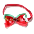 Nœud papillon de Noël pour animaux avec imprimé Merry Christmas et fleur en strass - VN349 Nœud Papillon Fleur Strass Rouge Vert Blanc de Noël / Rouge/Vert/Blanc