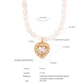 Collana di perle d'acqua dolce barocche in acciaio al titanio con ciondolo a cuore - Collana Perla Pendente Cuore (P1516)