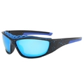 Gepolariseerde sportzonnebril met mat zwart montuur, blauwe spetters en blauwe spiegelglazen - Zwart Frame Blauwe Coating
