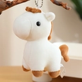 Portachiavi pony di peluche bianco con criniera marrone appeso per decorazione borsa - Bianco