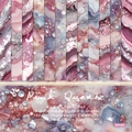 Pink Quartz 6x6 inch paper pad featuring 12 crystal agate designs on 160gsm cardstock - 22010a 24 Sheets