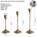 Three-piece French gold iron candle holder set in varying heights with assembly parts - Bell Style Large, Medium and Small Combination / French Gold