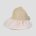 Dettaglio cappello parasole in organza con ampia tesa a pieghe e design aperto - M(56-58cm) / Beige