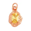 DIY rose gold pendant featuring an oval yellow zircon and textured irregular edges - L229092-Yellow Rose Gold
