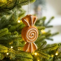 Kerstboomversiering in de vorm van snoepgoed met wit spiraalpatroon en warm licht - Schuim Peperkoek Snoep