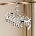 Silver aluminum alloy drying rack with 18 clips for hanging socks and underwear - Oval 18 Clips / Silver