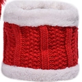 Winter knitted neck warmer in red and white colors with thick faux fur lining - One Size / Neck Warmer Red