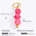 Pendentif en acier inoxydable plaqué or 18k avec perles roses pour la création de bijoux - PJ91169-5PCS Perles Roses