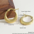 Three-layer gold-plated stainless steel flower earrings with textured quilted patterns - Round Snake Pattern EE12-4
