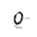 Black titanium steel hoop earrings with 18mm diameter and 2.5mm thickness - 2.5*18mm Black (Single)
