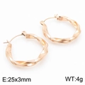 Goldene 25x3mm gedrehte Creolen aus hochwertigem Titanstahl für Damen - 25x3mm / Roségold (KE112426-KFC)
