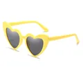 Fashionable heart-shaped sunglasses with bright yellow frames and dark grey lenses - Matte Yellow Frame Grey Lens
