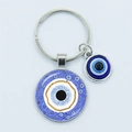 Blauer Böser Blick Schlüsselanhänger mit Goldlegierungsanhängern für Glück und Schutz - Blau-Weiß Konzentrisches Böses Auge (2)