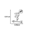 Silver titanium heart and arrow stud earring with sparkling cubic zirconia stones - Heart and Arrow (T2582-1#) / Silver