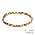3mm gold titanium steel box chain bracelet for men and women, length 200mm and 4g weight - 20cm / Gold 3mm (KB126648-Z)