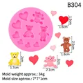 Moule en silicone rose ours et cœurs avec modèle B304 et dimensions de 7cm - 1# B304 / Rose
