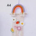 Dettaglio decorazione arcobaleno da parete con nastri per fermagli capelli - Stile Arcobaleno Viola Oro Arancione Rosa (A4)