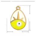 Technical drawing of eye charm showing 20mm height and 13mm width dimensions - Yellow Evil Eye