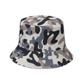 Detailed close-up of the camo bucket hat featuring gray and blue camouflage pattern fabric - 58cm / Grey Blue Camo