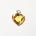 Golden heart-shaped birthstone pendant with multifaceted yellow crystal and metal bail - Gold-November